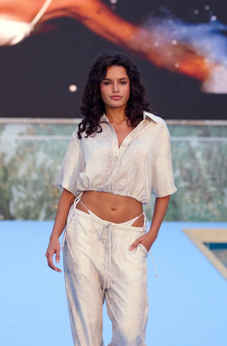 Brevis Silk Cropped Silk Shirt